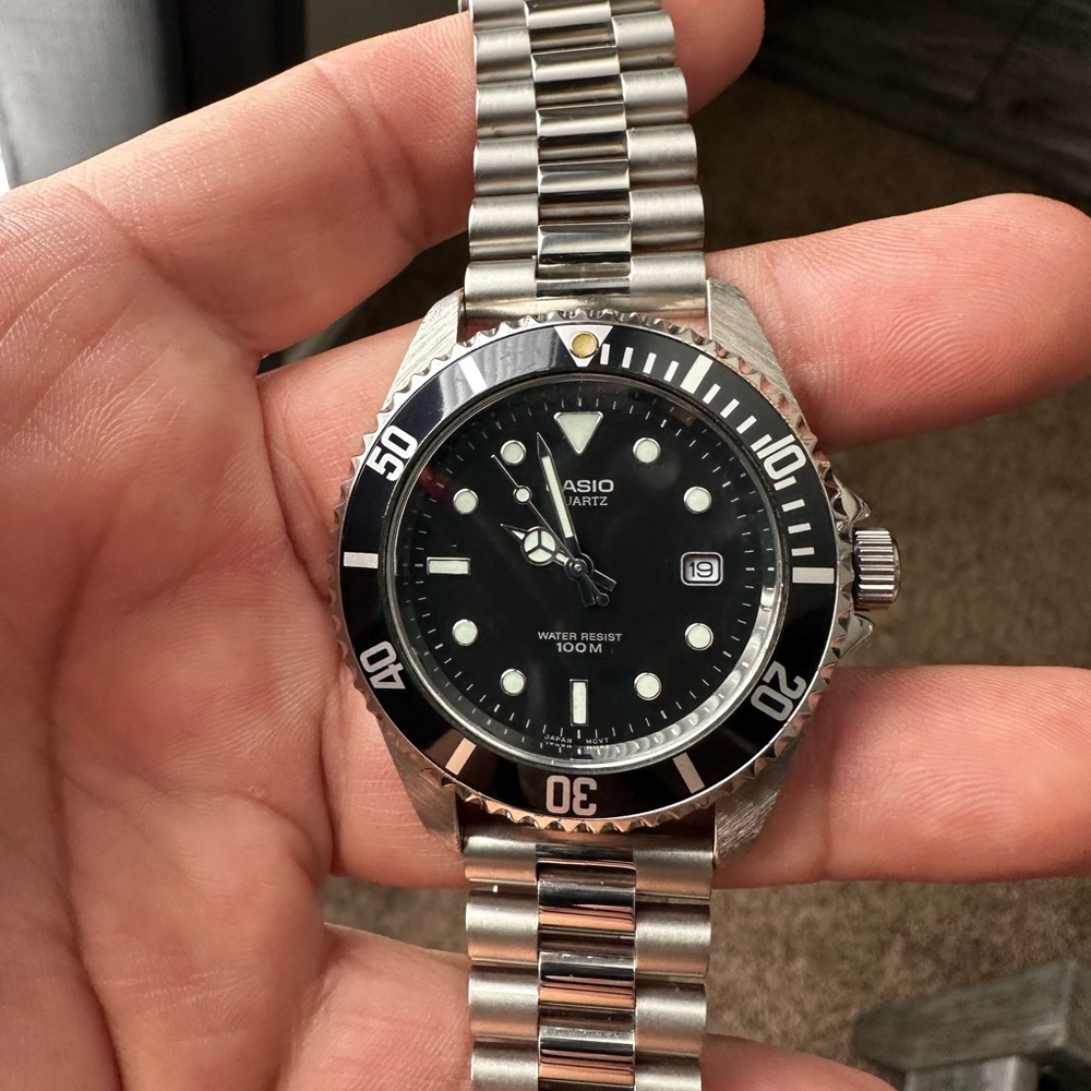 Casio Black Dial Silver Bracelet Watch